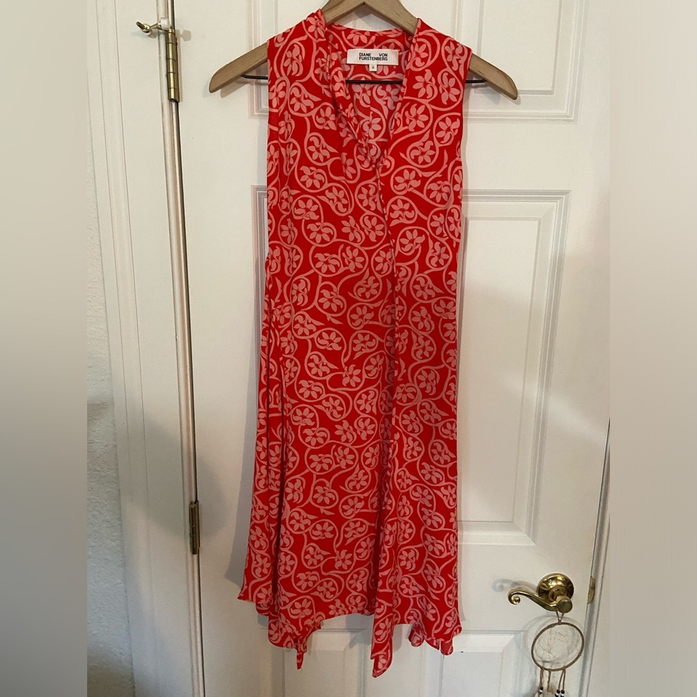 Diane Von Furstenberg Red and White Floral Dress